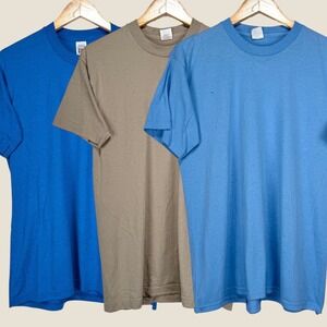 Lot of 3 VTG Fruit of the Loom Golden Blend T-Shirts Men Large Blue Brown Single